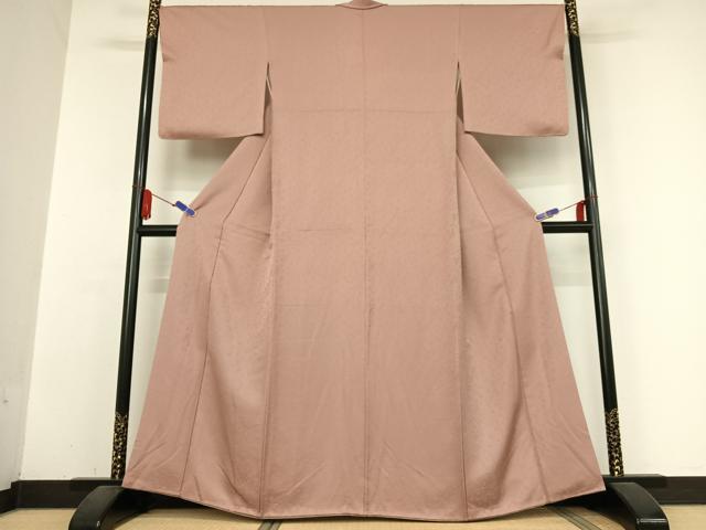 平和屋着物●上質な色無地 花唐草地紋 蘇芳香色 正絹 逸品 AABB0346zg