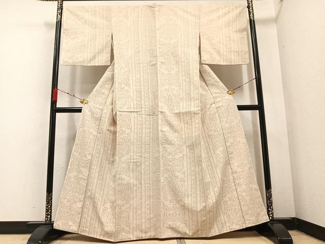 平和屋着物●結城紬　80亀甲　間道　正絹　逸品　AABB0361ph