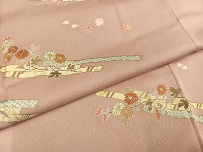 平和屋着物●訪問着　刺繍　花筏文　金彩　正絹　逸品　AABB0384ph