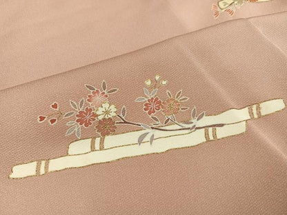 平和屋着物●訪問着　刺繍　花筏文　金彩　正絹　逸品　AABB0384ph