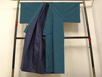 平和屋着物●男性 紬 アンサンブル 色無地 褐返し色 正絹 逸品 AABB0398ph