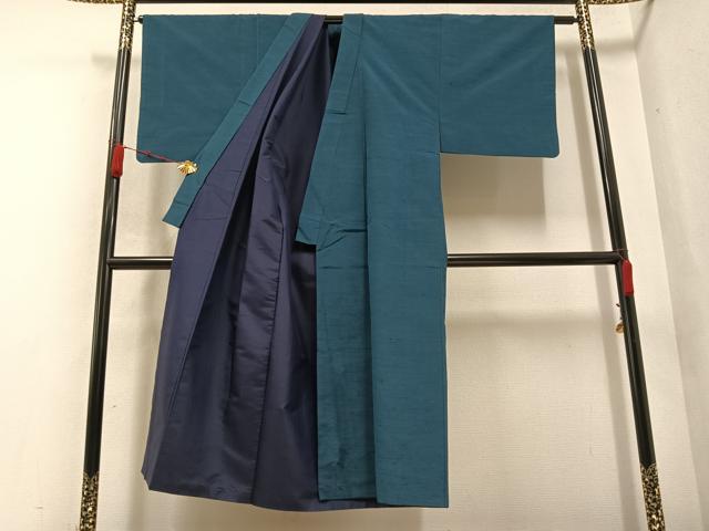 平和屋着物●男性 紬 アンサンブル 色無地 褐返し色 正絹 逸品 AABB0398ph