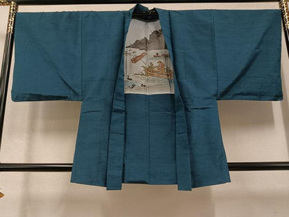 平和屋着物●男性 紬 アンサンブル 色無地 褐返し色 正絹 逸品 AABB0398ph