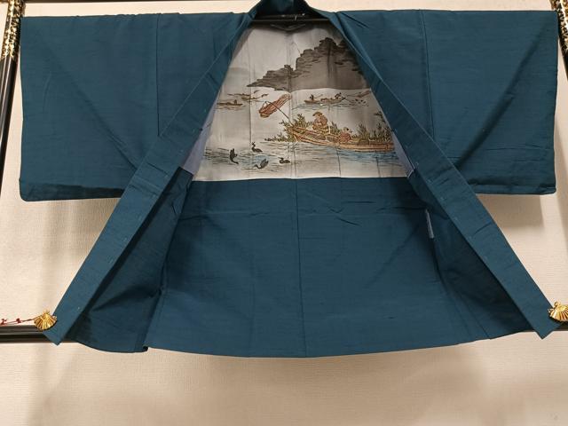 平和屋着物●男性 紬 アンサンブル 色無地 褐返し色 正絹 逸品 AABB0398ph