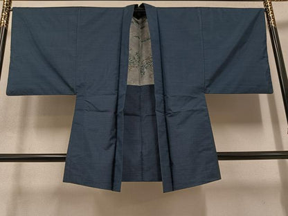 平和屋着物●男性　本場大島紬　アンサンブル　長襦袢(袷)セット　格子　正絹　逸品　AABB0400ph