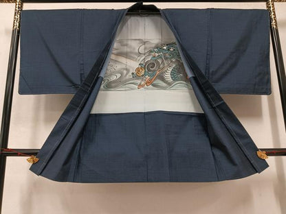 平和屋着物●男性 本場大島紬 アンサンブル 100亀甲 総詰め 正絹 逸品 未使用 AABB0401ph