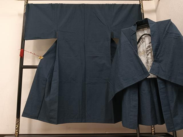 平和屋着物●男性 紬 アンサンブル 色無地 褐返し色 やまと誂製 正絹 逸品 AABB0414ph