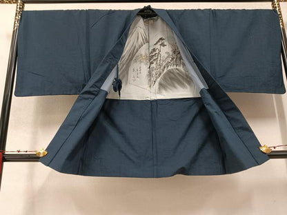 平和屋着物●男性 紬 アンサンブル 色無地 褐返し色 やまと誂製 正絹 逸品 AABB0414ph