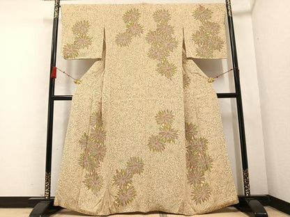 平和屋着物●訪問着 型染め 花尽し 正絹 逸品 AABB0429ph