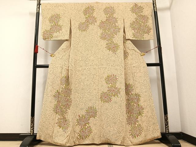 平和屋着物●訪問着 型染め 花尽し 正絹 逸品 AABB0429ph