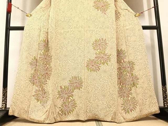 平和屋着物●訪問着 型染め 花尽し 正絹 逸品 AABB0429ph