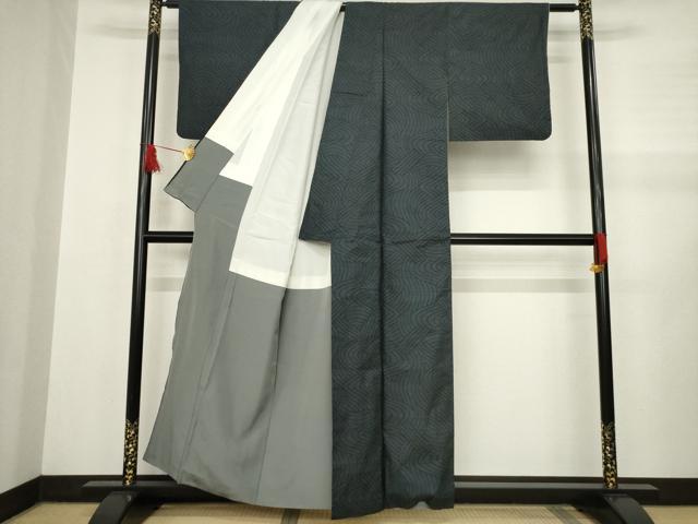 平和屋着物●本場大島紬　一元7マルキ　流水文　正絹　逸品　AABB0456ck