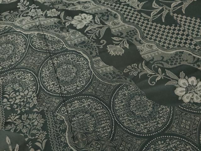 平和屋着物●お召 訪問着 中国三大刺繍 汕頭刺繍 スワトウ刺繍 道長更紗花唐草文 銀糸 正絹 逸品 未使用 AABB0459ck