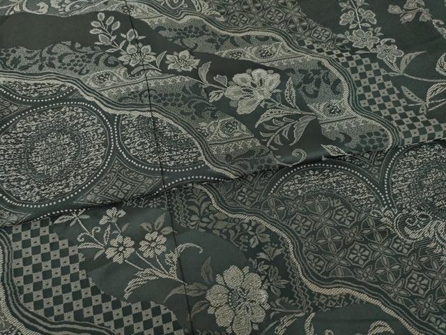 平和屋着物●お召 訪問着 中国三大刺繍 汕頭刺繍 スワトウ刺繍 道長更紗花唐草文 銀糸 正絹 逸品 未使用 AABB0459ck