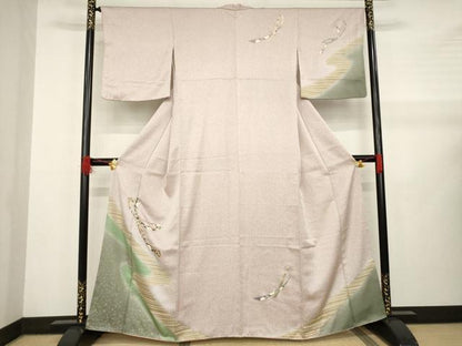 平和屋着物●訪問着　流水束ね熨斗花文　暈し染め　金彩　正絹　逸品　AABB0460ck