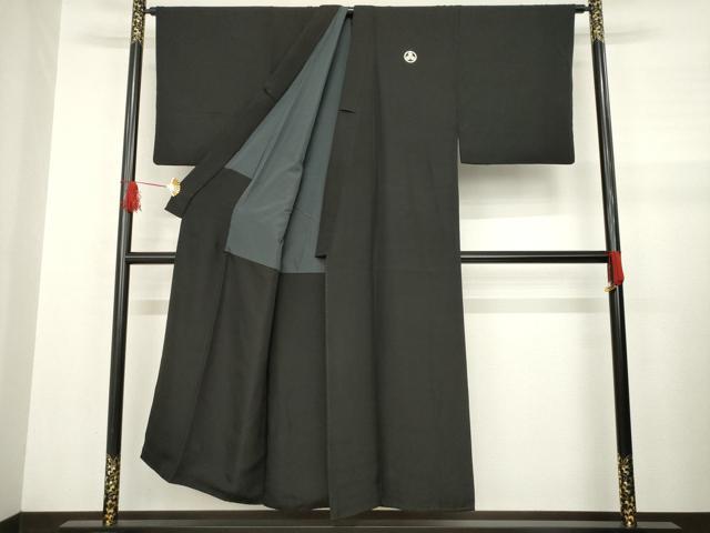 平和屋着物●男性 黒紋付 羽織セット 正絹 逸品 AABB0480ck