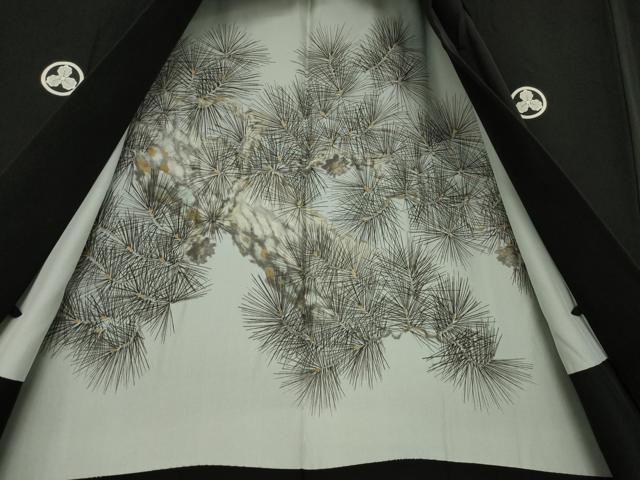 平和屋着物●男性 黒紋付 羽織セット 正絹 逸品 AABB0480ck