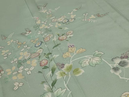 平和屋着物＊夏物　訪問着　絽　枝花文　銀彩　正絹　逸品　AABB0483st