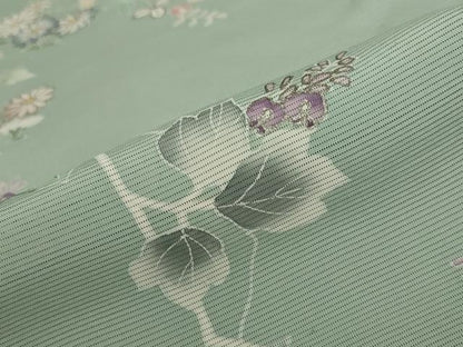 平和屋着物＊夏物　訪問着　絽　枝花文　銀彩　正絹　逸品　AABB0483st