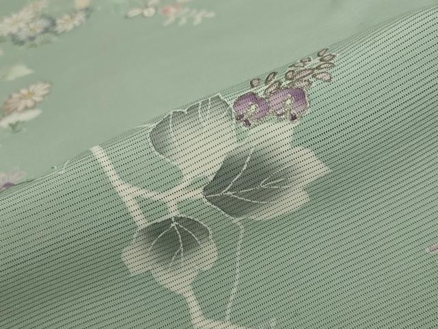 平和屋着物＊夏物　訪問着　絽　枝花文　銀彩　正絹　逸品　AABB0483st