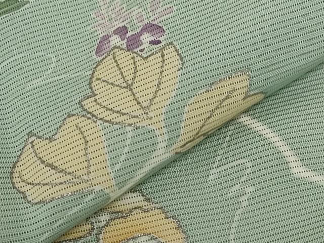 平和屋着物＊夏物　訪問着　絽　枝花文　銀彩　正絹　逸品　AABB0483st