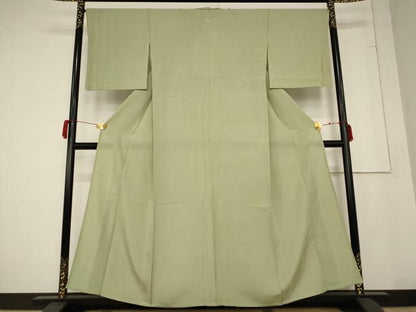 平和屋着物＊夏物 色無地 絽 松葉色 正絹 逸品 AABB0485st