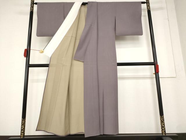 平和屋着物＊夏物 色無地 絽 葡萄鼠色 正絹 逸品 AABB0486st