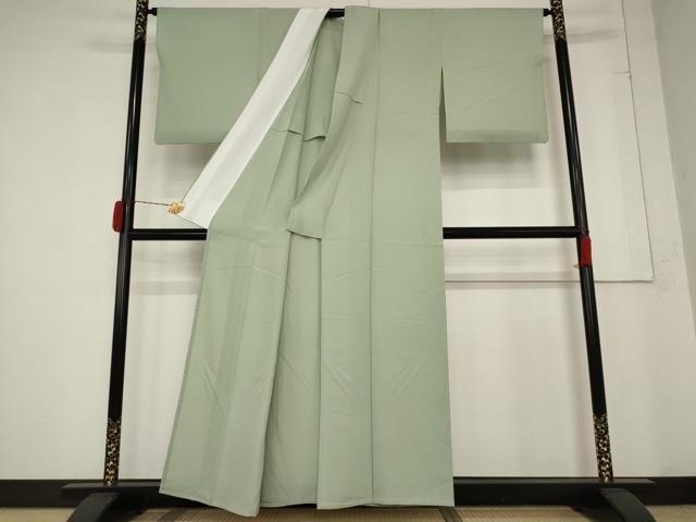 平和屋着物＊夏物 色無地 絽 山葵色 正絹 逸品 AABB0487st