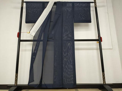 平和屋着物＊夏物 色無地 絽 藍鉄色 洗える着物 AABB0488st