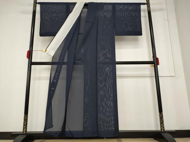 平和屋着物＊夏物 色無地 絽 藍鉄色 洗える着物 AABB0488st