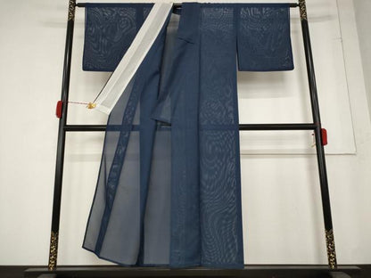 平和屋着物＊夏物 色無地 絽 留紺色 洗える着物 AABB0489st