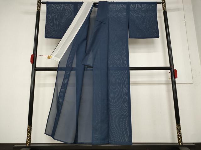 平和屋着物＊夏物 色無地 絽 留紺色 洗える着物 AABB0489st