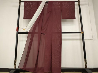 平和屋着物＊夏物 色無地 絽 葡萄茶 洗える着物 AABB0490st