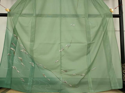 平和屋着物＊夏物 訪問着 絽 笠松文 暈し染め 金彩 洗える着物 AABB0493st