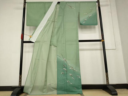 平和屋着物＊夏物 訪問着 絽 笠松文 暈し染め 金彩 洗える着物 AABB0493st