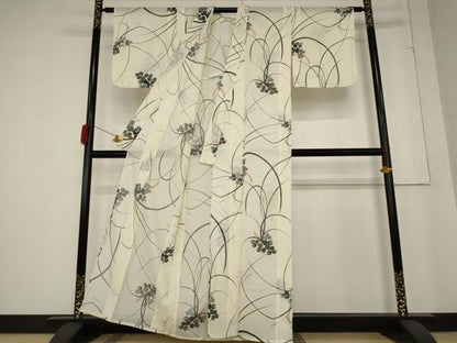 平和屋着物＊夏物 小紋 絽 草花文 洗える着物 AABB0494st