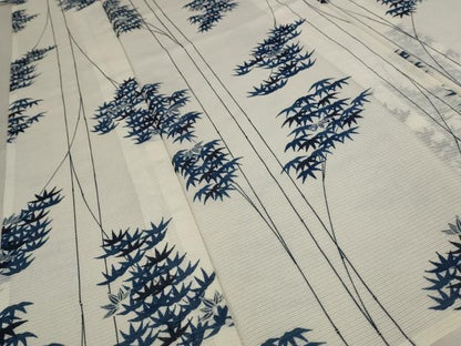平和屋着物＊夏物 小紋 絽 笹の葉文様 洗える着物 AABB0496st