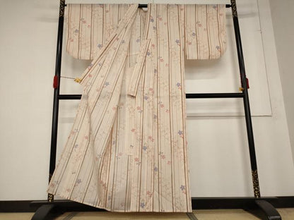 平和屋着物＊夏物 小紋 絽 舞花文 洗える着物 AABB0501st