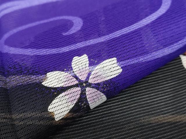 平和屋着物＊夏物 訪問着 絽 おかめ 般若 黒地 洗える着物 AABB0503st