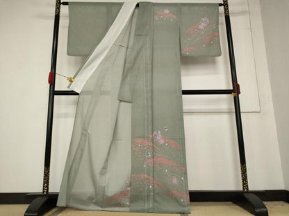 平和屋着物＊夏物 訪問着 絽 舞花文 楽器 洗える着物 AABB0506st