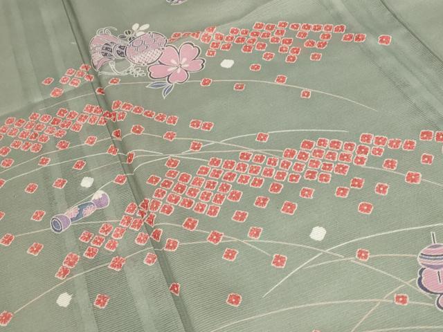 平和屋着物＊夏物 訪問着 絽 舞花文 楽器 洗える着物 AABB0506st