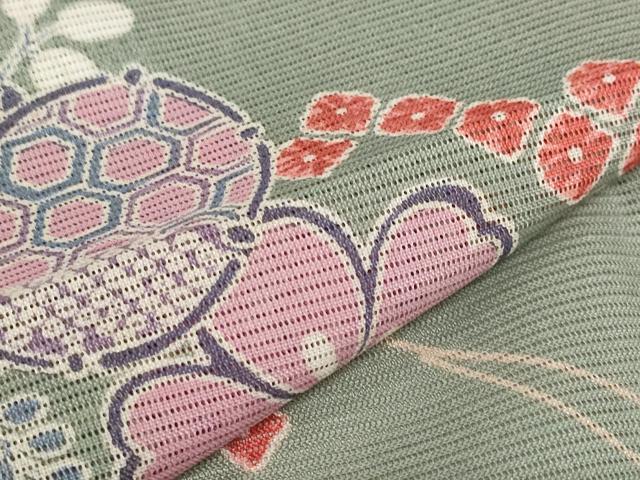 平和屋着物＊夏物 訪問着 絽 舞花文 楽器 洗える着物 AABB0506st