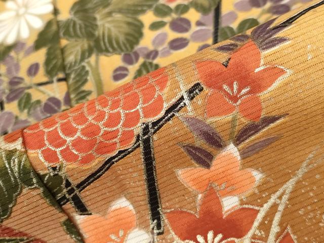 平和屋着物＊夏物 黒留袖 絽 草花文 金彩 洗える着物 AABB0508st