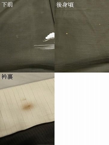平和屋着物＊夏物 アンティーク 黒留袖 絽 流水風景文 両褄 暈し染め 正絹 逸品 AABB0509st