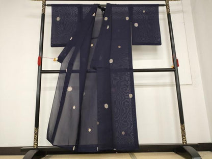 平和屋着物＊夏物 小紋 紗 舞花文 正絹 逸品 AABB0512st