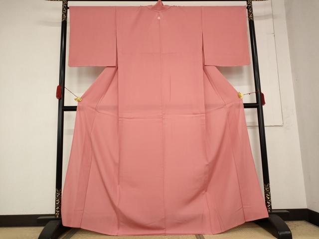 平和屋着物＊夏物 色無地 絽 甚三紅色 正絹 逸品 未使用 AABB0513st