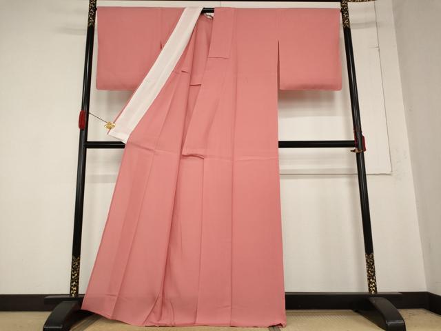 平和屋着物＊夏物 色無地 絽 甚三紅色 正絹 逸品 未使用 AABB0513st