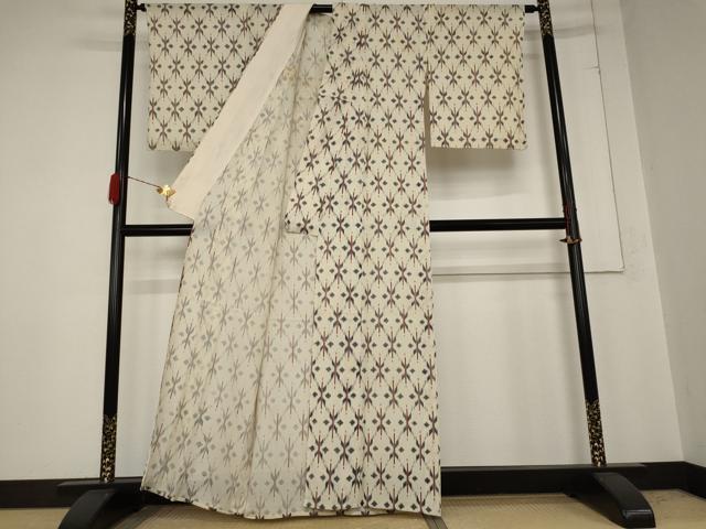 平和屋着物＊夏物 小紋 絽 舞花文 正絹 逸品 AABB0515st