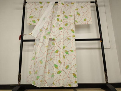 平和屋着物＊夏物 小紋 絽 舞葉文 洗える着物 AABB0521st