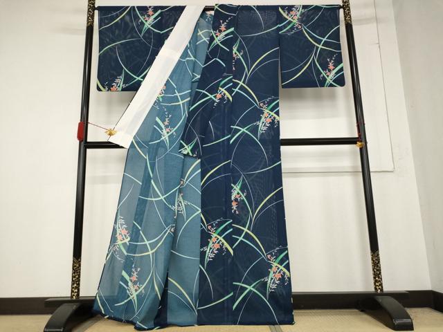 平和屋着物＊夏物 小紋 絽 草花文 洗える着物 AABB0522st
